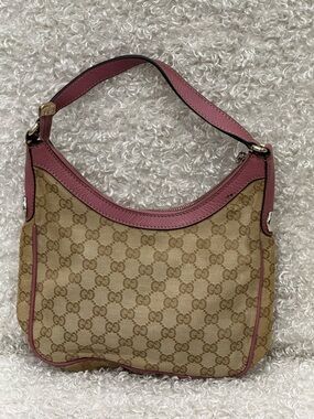 Gucci Beige/Pink GG Canvas and Leather Hobo